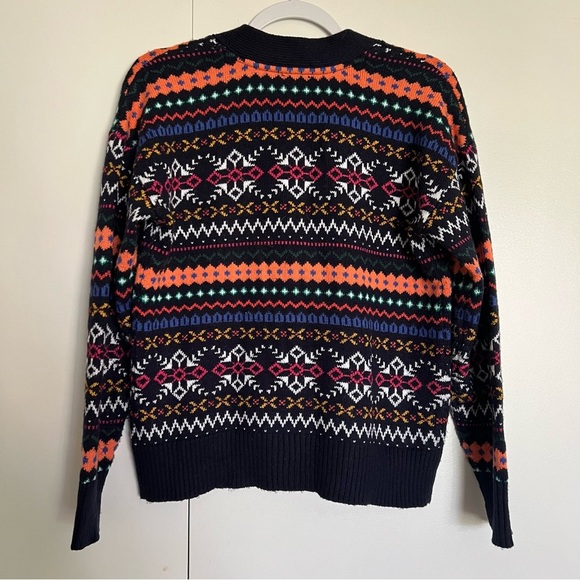 Talbots V-Neck Sweater Cardigan Fair Isle Delight size small - Picture 3 of 10